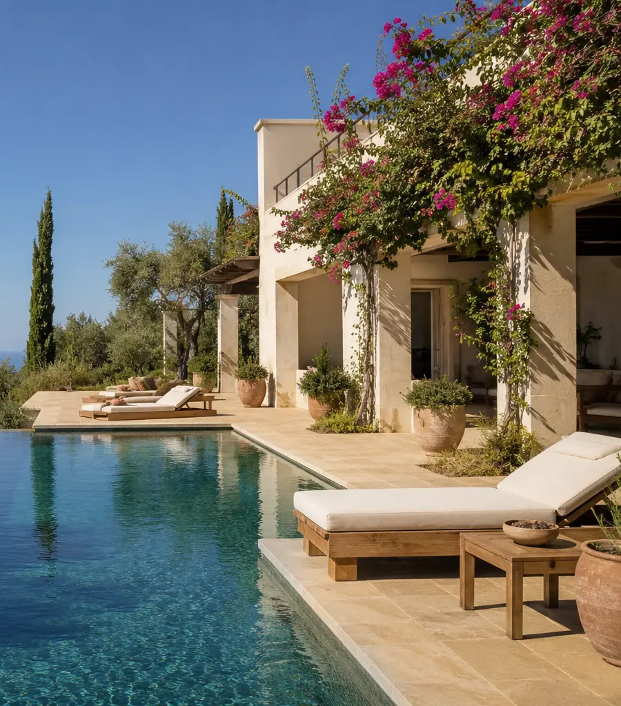 Luxury private villa exterior.