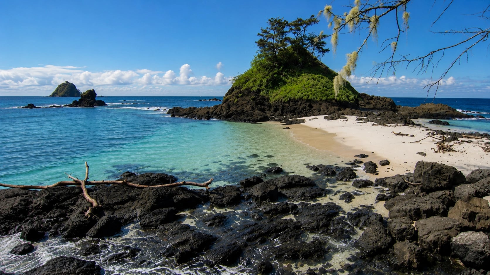 A private island in the Gulf of Chiriquí at sunset, Pacific coast of Panama.
