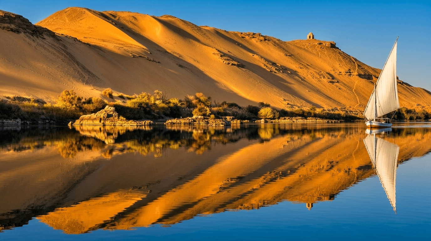 Traditional dahabiya sailing the Nile between Luxor and Aswan, Upper Egypt.