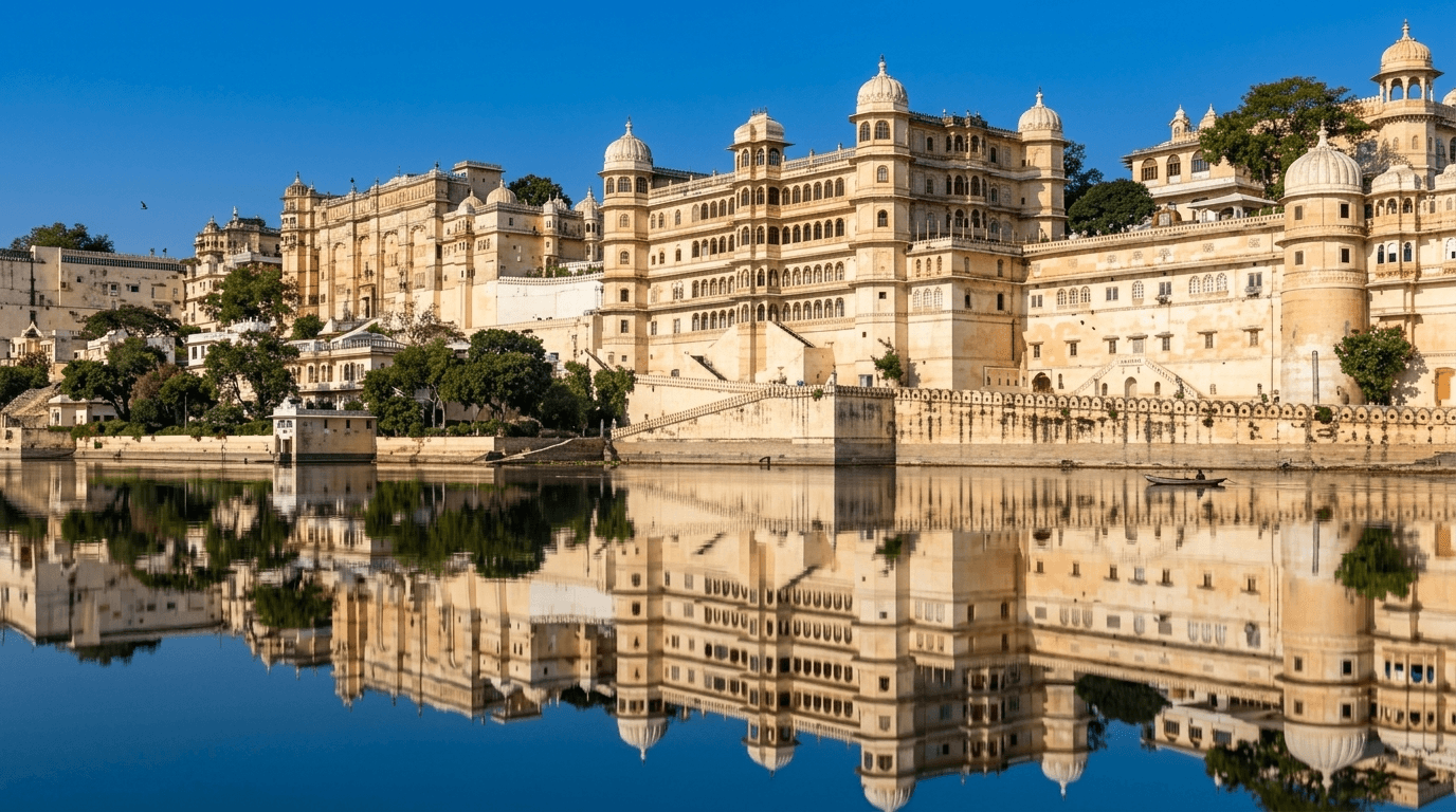 Private palace estate on the lake at Udaipur, Rajasthan, India.